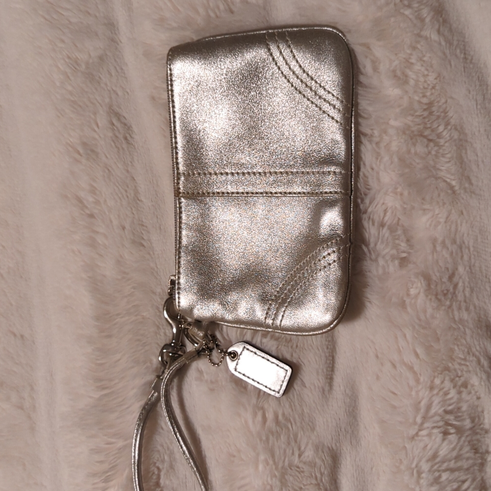 Silver Coach Wristlet
